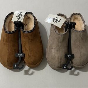 PAWZ Adults Plush Slip-On Slippers - Brown & Taupe